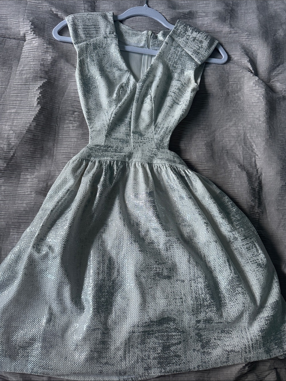 Metallic white Fit-and-Flare Dress